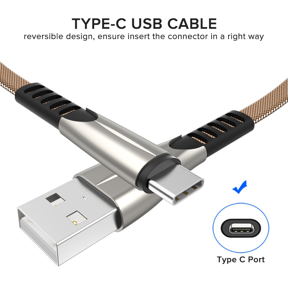 2.4A USB C Kabel Nylon Handy Daten Sync Kabel für LG HTC Schnelle Lade Typ-C Draht für samsung Galaxy S10 S9 Plus Hinweis 8 7