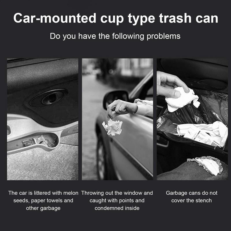 Cubo de basura para coche, portavasos, contenedor a prueba de fugas, bloqueo de olores, organizador de basura impermeable