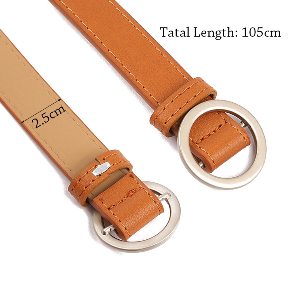 Belt Round Pin Buckle Metal Holeless Female Belt Faux Leather Casual Solid Belts For Women
