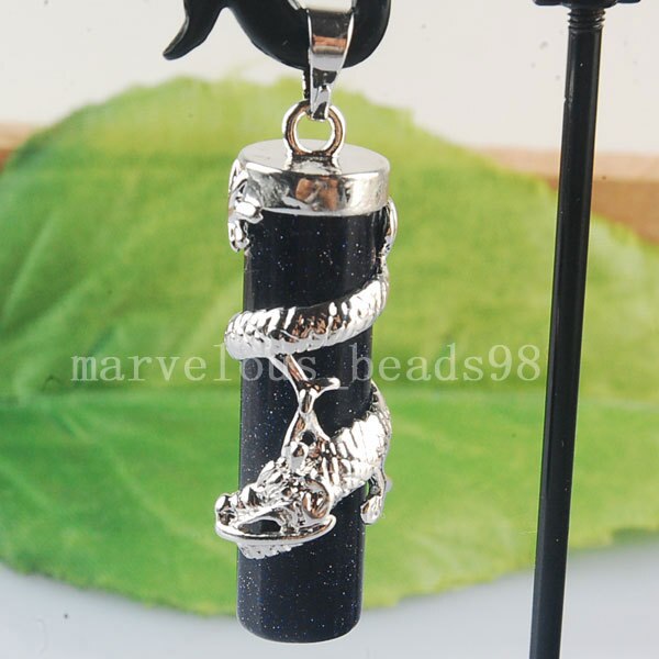 Mooie Sieraden Dragon Blue Goldstone Kolom Hanger Kraal 1Pcs MC3099