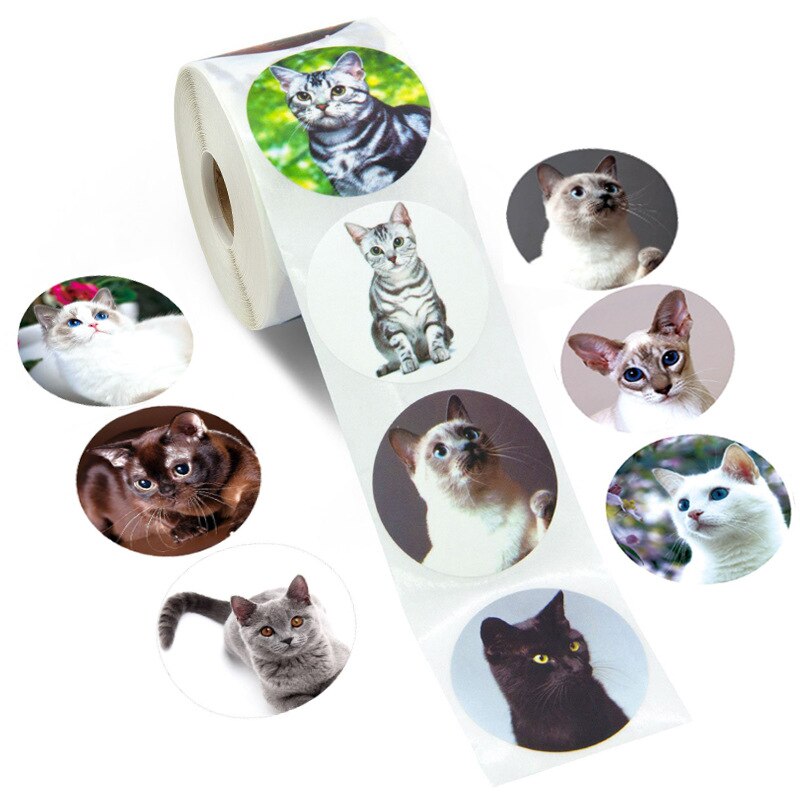 100-500pcs Lovely Cat stickers Sealing labels Reward sticker for school teacher Cute animals kids stationery sticker decor: YH219-500pcs
