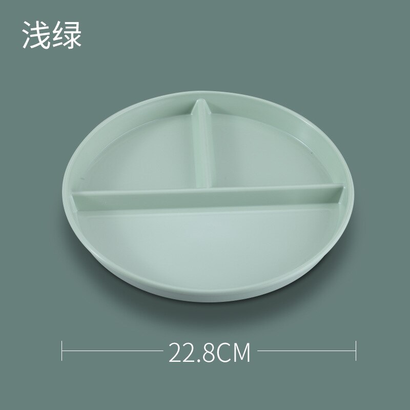 Round Plastic Dinner Plates Compartment Plate Cake Tray Fruit Snack Separete Bowl Quantitative Plate Food Dishes Kitchen Tool: Light Green