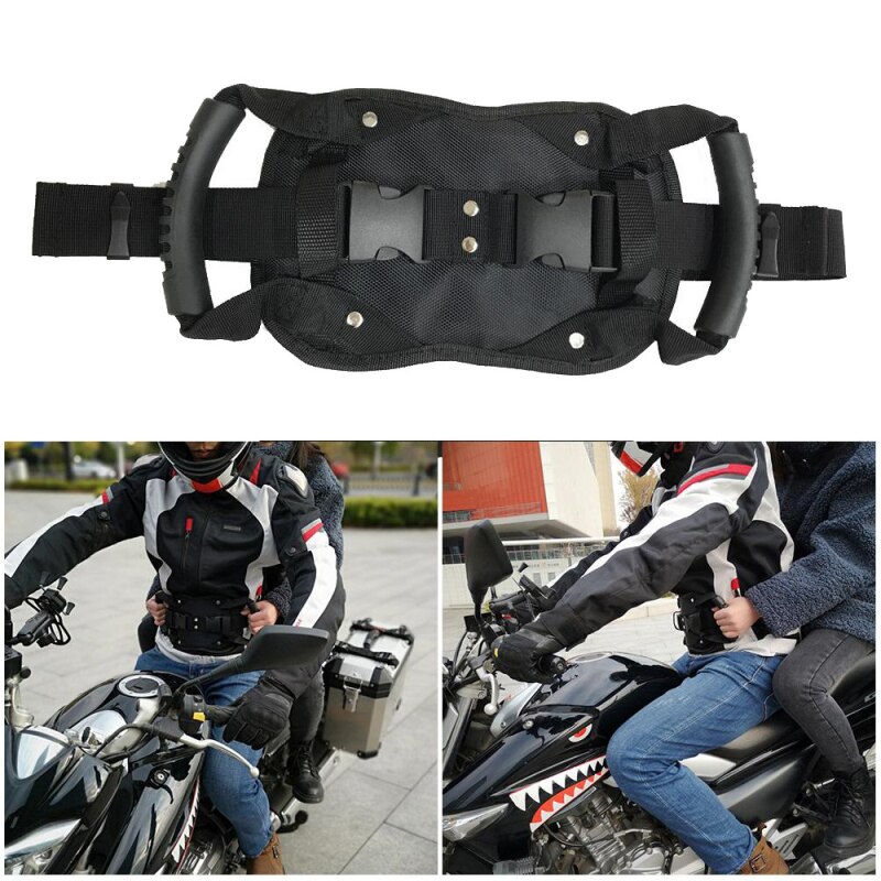 1PCS Motorcycle Passenger Kids Children Safety Belt Rear Seat Grab Grip Handle Belly Strap Black Armrest Protective Accessories
