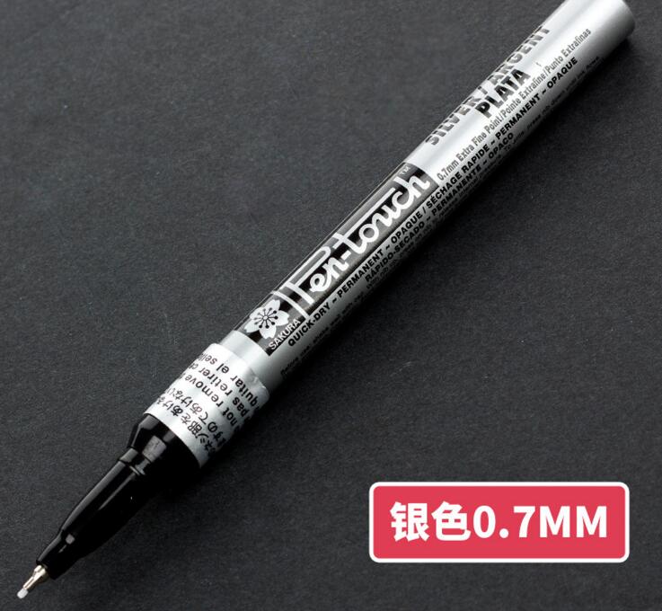 Sakura pen-touch metalliske tuscher uigennemsigtige oliemaling penne 0.7 mm 1.0 mm 2.0 mm hvidguld sølv japan: 07mm sølv
