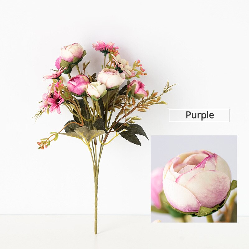 Kunstmatige Bloemen Boeket Zijde Pioen Rose Bruiloft Decoratie Bloem Zijde Bloemen Home Decoratie Accessoires: Paars