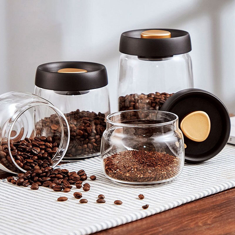 Vacuum Coffee Beans Storage Bottles Sealed Glass Bottle Storage Tank Food Grains Container Can Mason Jar Transparent