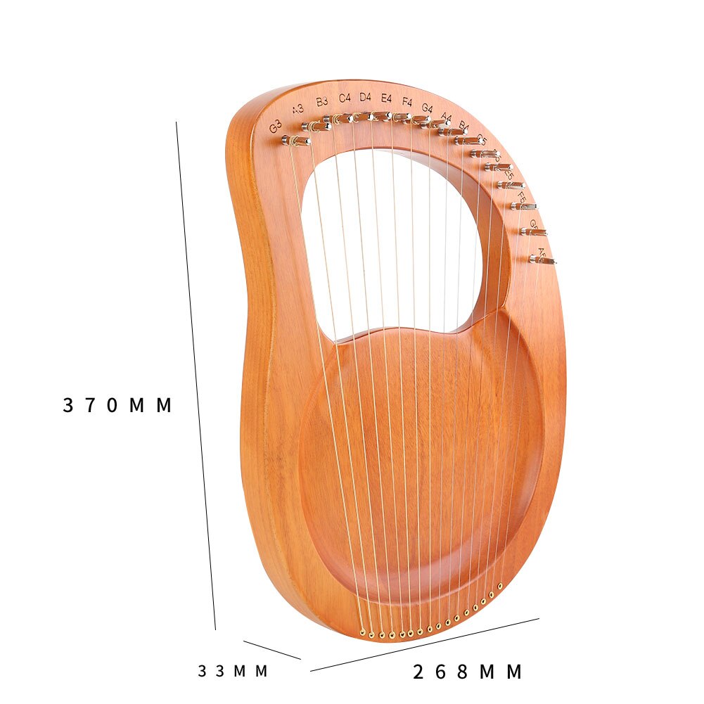 16 Strings Wooden Mahogany Lyre Harp Solid Wood String Reindeer XylophoneMusical Instrument Random Accessories Color