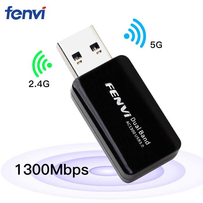 Adaptador wi-fi, sem fio, 1300mbps, usb, 2.4 ghz, 5ghz, dongle dual band 802.11n/g/b/ac, mini receptor para laptop