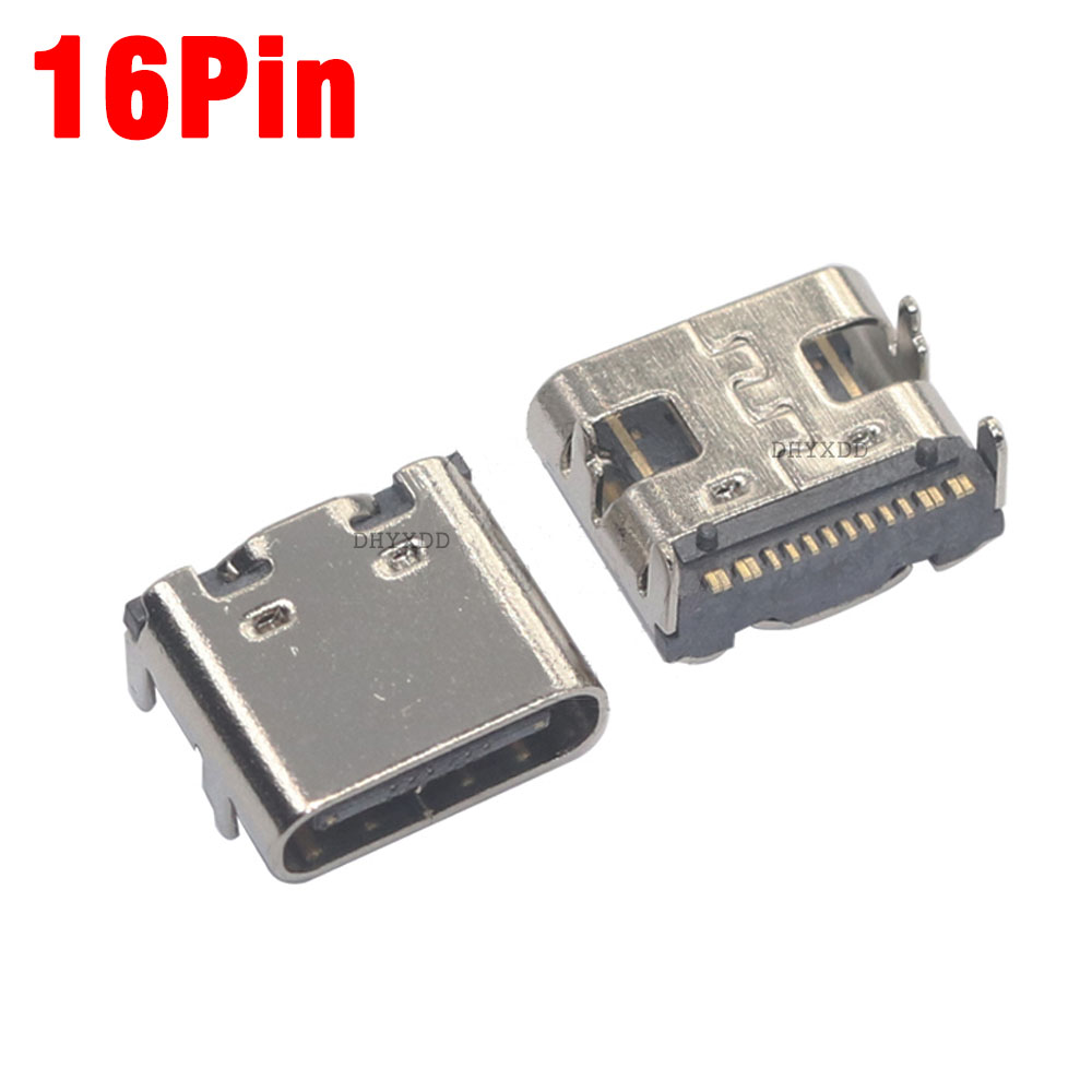 USB 3.1 Tipo C Conector De Solda PCB, 16Pin Feminino SMT Soquete, Porta de carregamento, 10Pcs