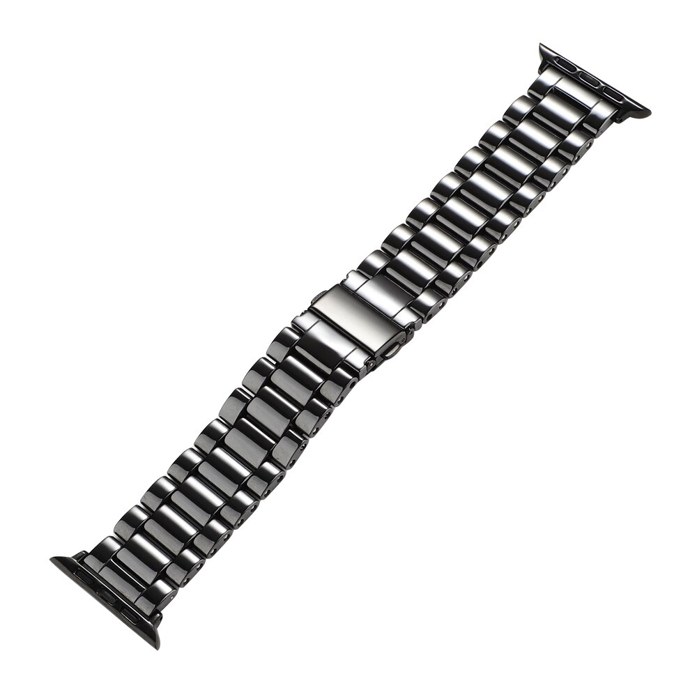 Pulsera de cerámica Lisa para Apple Watch SERIE DE gomillas 5 4 3 2 1 correa de muñeca para iWatch 40mm 38mm 42mm 44mm negro/Blanco/cinturón rosado: black / For 42 44mm