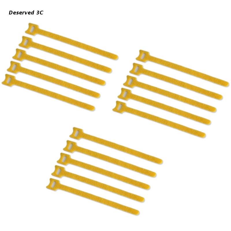 15x Adjustable Polyester Loop Cable Ties Cable Tidy Strap Multi Color Cable Organizer Releasable Velc ro Cleat Strap: Yellow