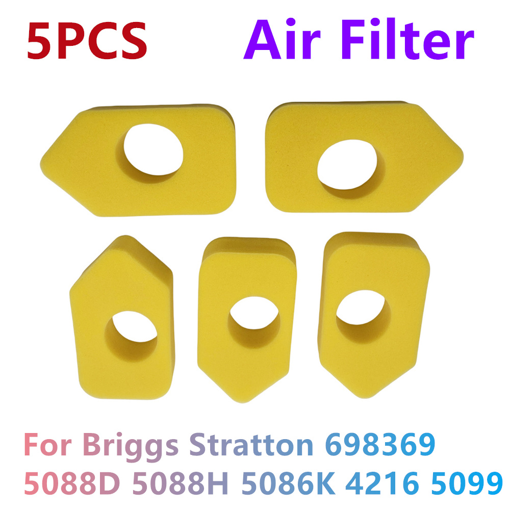 5 PCS NOVOS filtros de ar para Briggs Stratton 698369 5088D 5088H 5086K 4216 5099 Peças do cortador de grama do aparador do filtro de ar do jardim