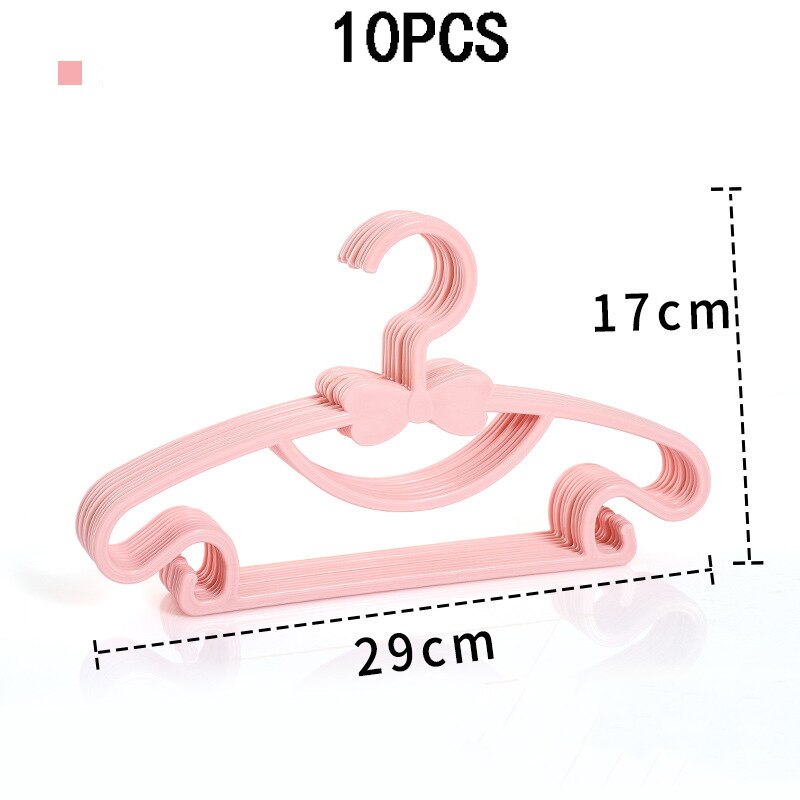 10pcs Kids Clothes Hanger Racks Portable Plastic Display Hangers Windproof Children Coats Hanger Baby Clothing Organizer: pink