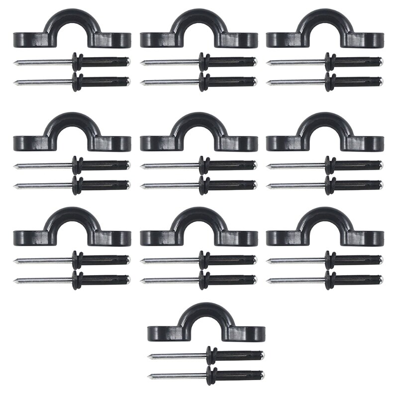 10pcs Kayak Nylon Bungee Deck Loops Tie Down Kayak Pad Eye with Rivets Kayak Canoe Accessories