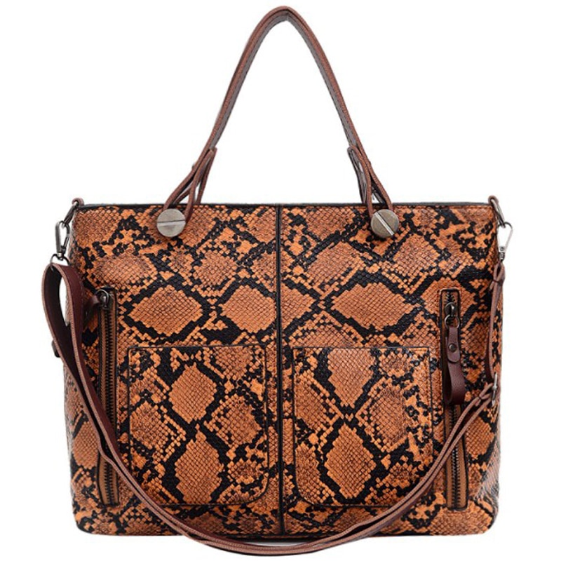 Slangenprint dames schoudertas europees amerikaans eenvoudig grote tote slang tas grote handtas