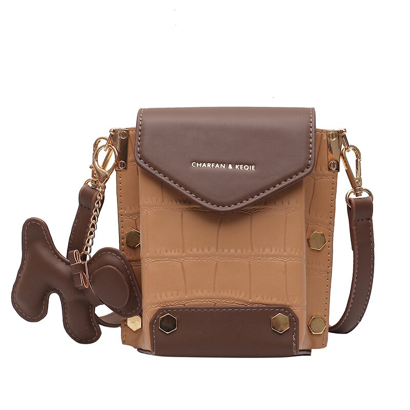 Uosc Retro Tas Mobiele Telefoon Tas Krokodil Mode Textuur Schoudertas Diagonaal Tas Dames Schoudertas Vrouwen Messenger Ba: Brown