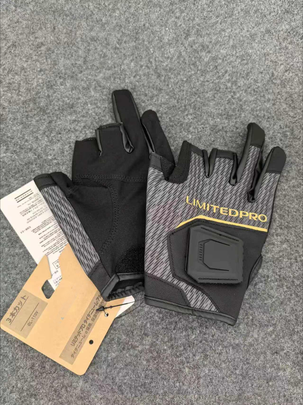 Fireblood fiskehandskar för män stenfiske halvfinger trefingers pu-läder lätta halkfria handskar gl -110v