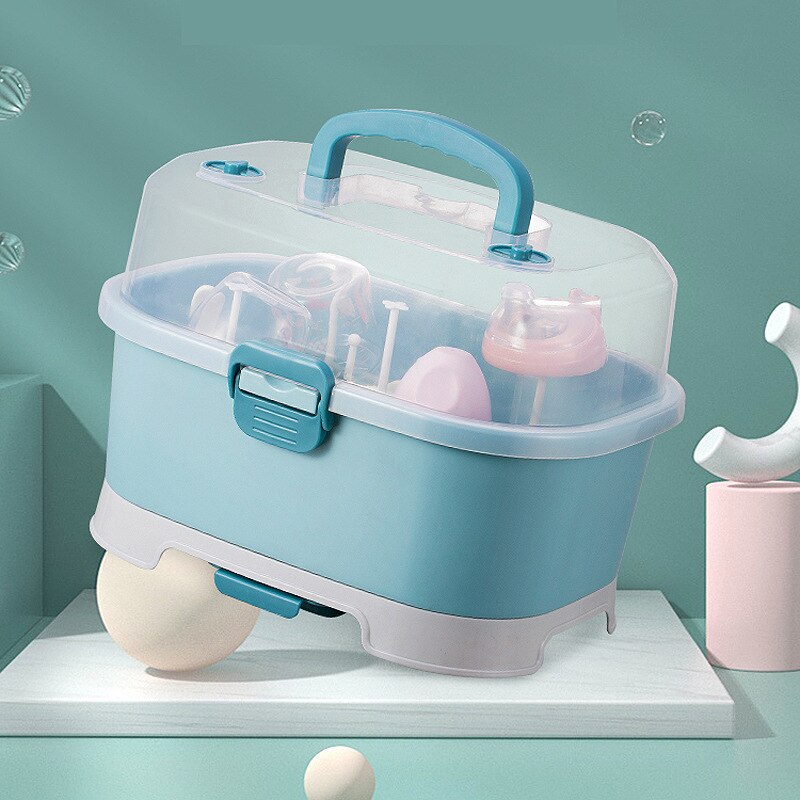 Étagère de séchage pour biberons, grande boîte de rangement pour biberons, organisateur avec couvercle, organisateur d&#39;armoire de cuisine Portable