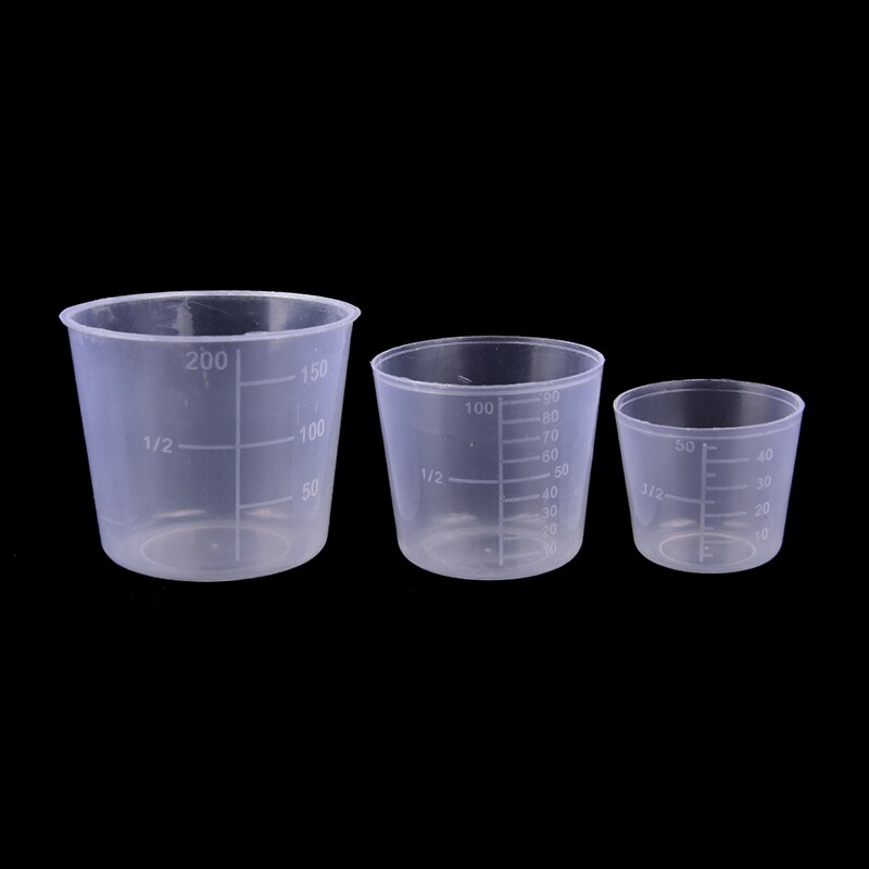 1/10 stücke 20-1000ml Kunststoff Absolvierte Messbecher Flüssigkeit Container Epoxy Harz Silikon, Der Werkzeug Transparent mischen Tasse: 3pcs 200-100-50ml