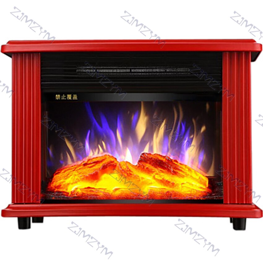 1800W Vertical Home Retro Electric Heater Simulation Flame Type Heaters Office Electric Heaters 3D Electric Fireplace 220V: red