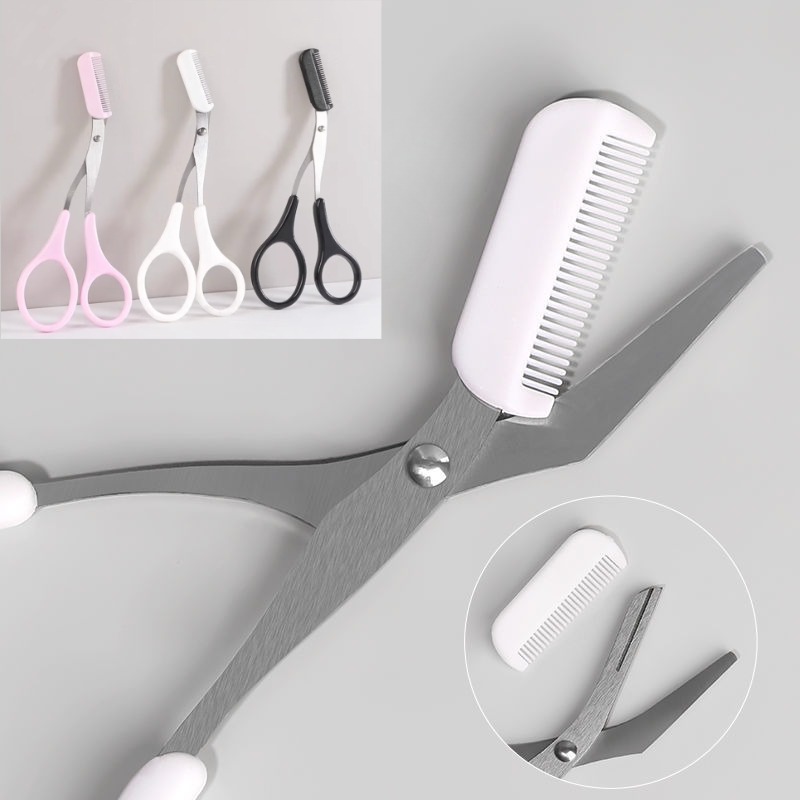 Ciseaux à sourcils en acier inoxydable avec peigne, rasoir, Kit de toilettage des sourcils pour une mise en forme et un coiffage précis
