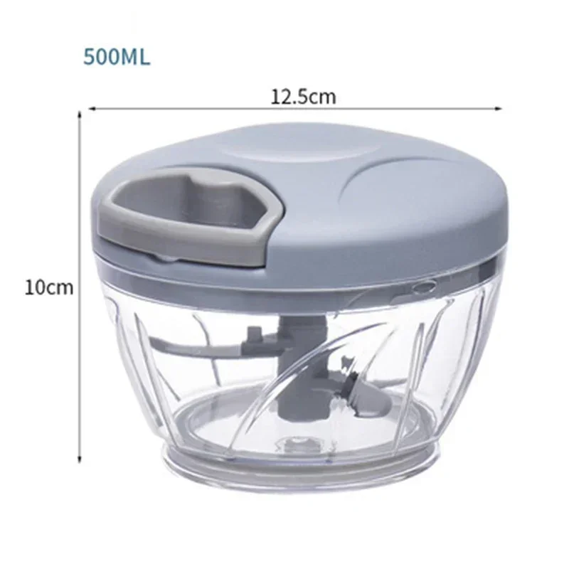 500/900ML Knoflook Chopper Handmatig Draaien Groentesnijder Chopper Slicer Fruit Knoflook Crusher Keuken Gadget Blenders Vleesmolen: Light Grey