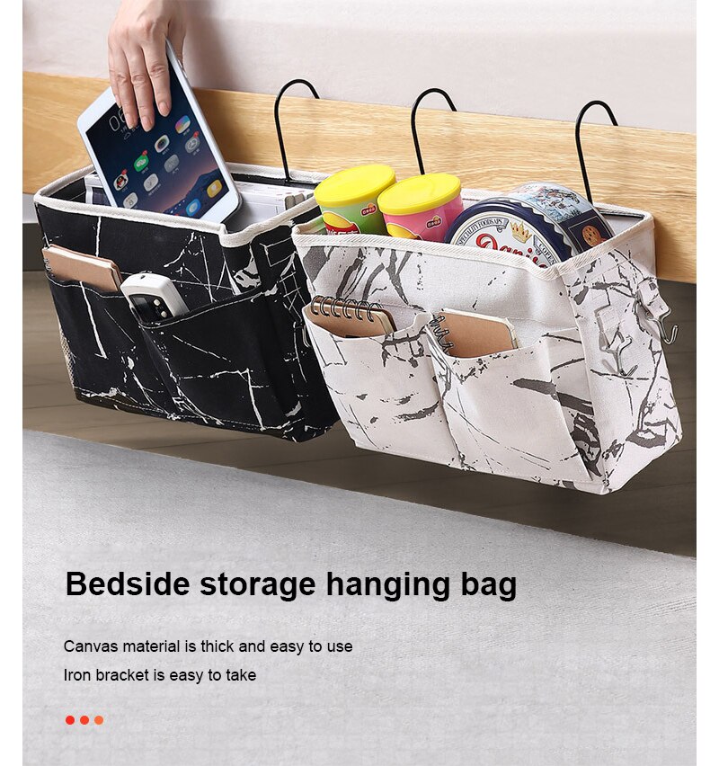 Bedside Storage Bag Hanging Organizer Multi-Pocket Holder Dormitory Bed Bunk Hospital Bed Rails Storage Bag Home Storage