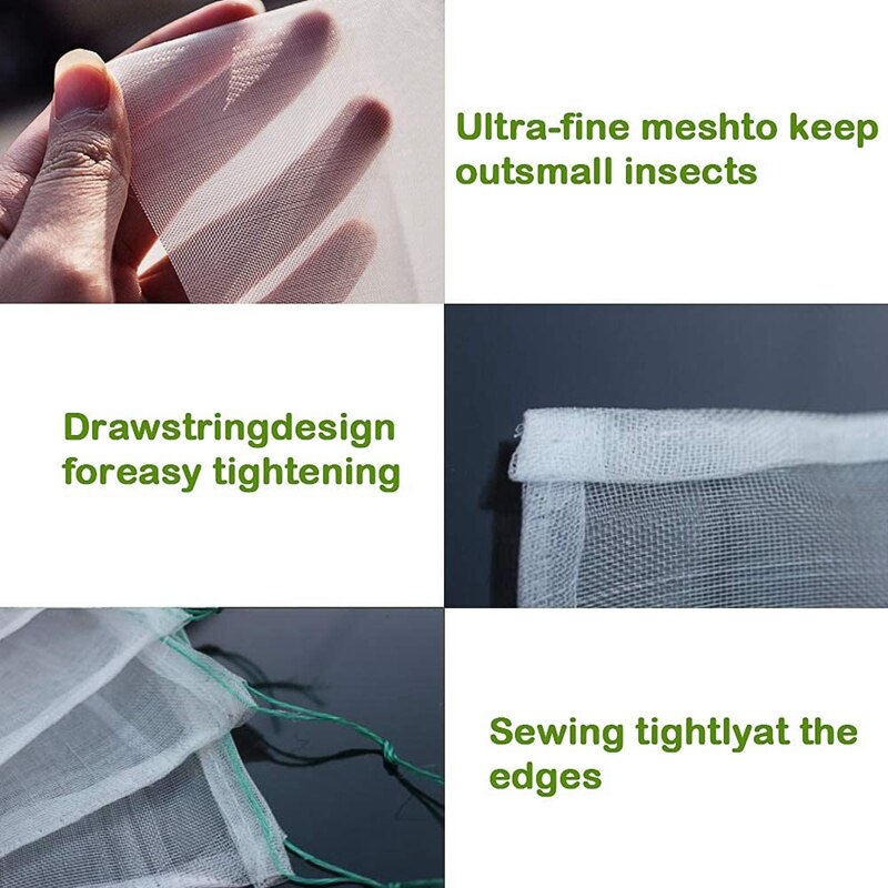 4 Packs of Garden Plant Protection Nets with Rope, Tomato Protective Cover Garden Plant Isolation Bags for Vegetable