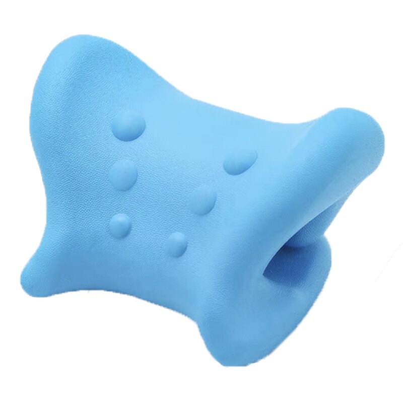 Almohada de masaje para cuello, cama ortopédica de tracción Cervical, Camilla portátil Reclinable, Shiatsu, relajación milagrosa para el dolor de hombros: Azul