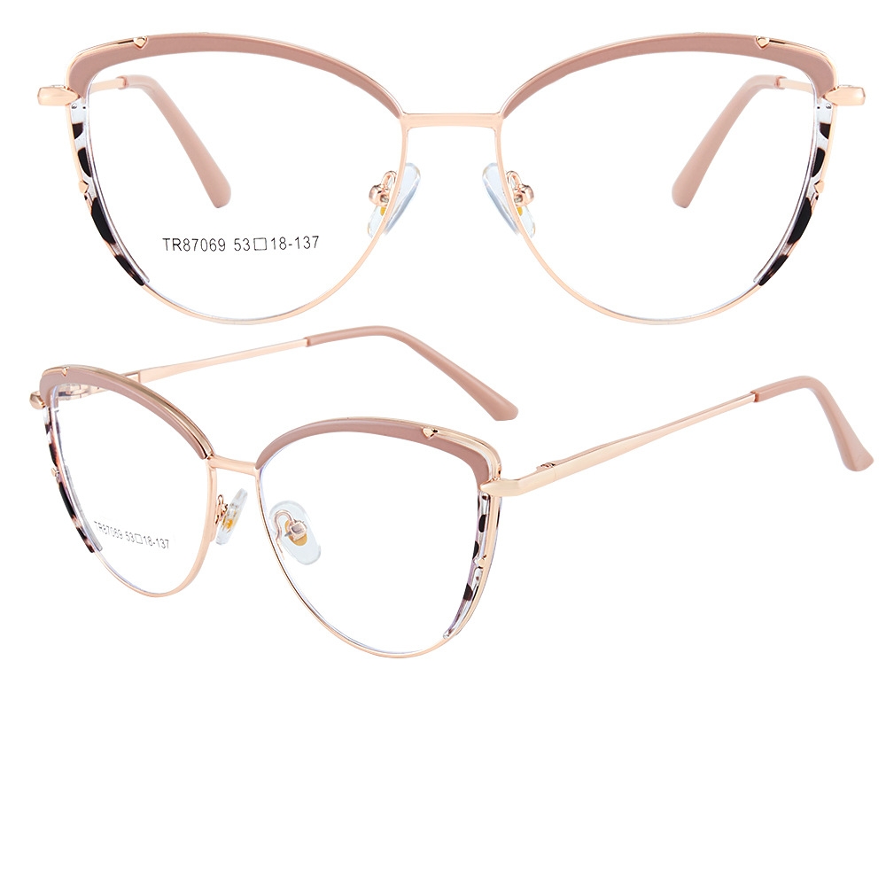 YIMARUILI Retro ojo de gato bloqueo de luz azul gafas graduadas ópticas montura mujer gafas de aleación de 87069: Rojo