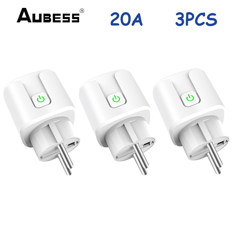 Wifi Smart Plug Eu 16A 20A Smart Socket Met Power Monitor Timing Functie Tuya Smart Leven App Controle Voor Alexa google Thuis: 20A 3PCS