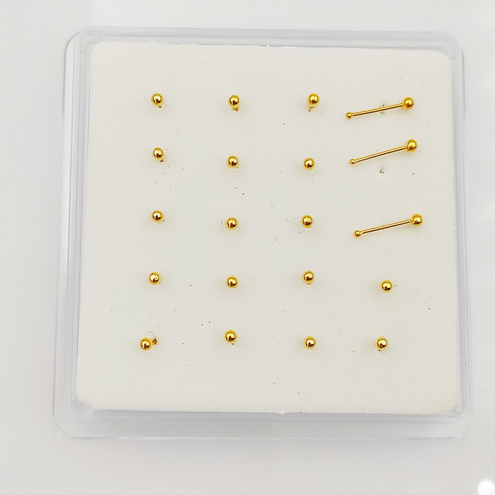 925 Sterling Zilver 1.8 Mm Bal Neus Piercing Mode Neus Pin Bone Siver Neusgat Stud 20 Stks/pak: gold with ball