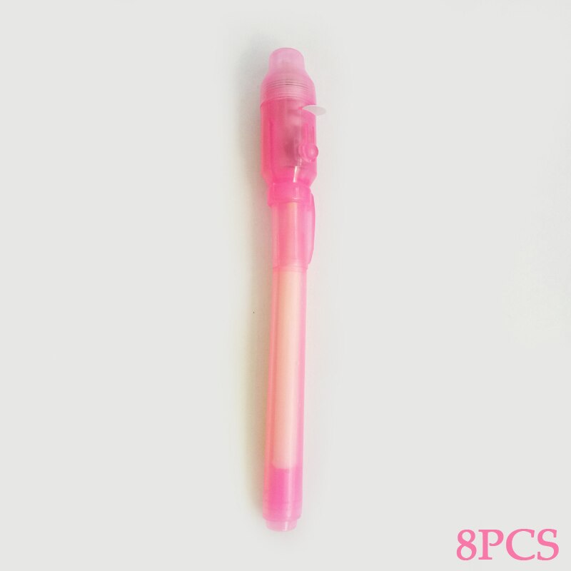 EZONE 8pcs Invisible Highlighter Secrect Message Pens 2 In 1 Magic UV Light Pen for Drawing Led Electronic Purple Light Kid: Pink