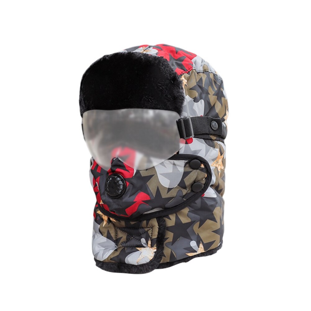 Winter Skiing Warm Hat Outdoor Winter Hiking Cycling Ski Hats Men Women Skiing Waterproof Hood Hat With Glasses Cap Balaclava: I