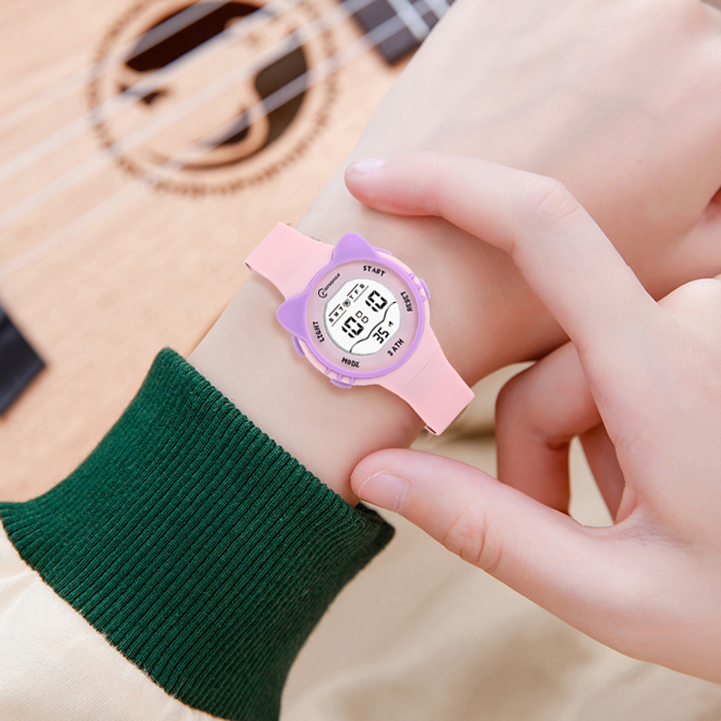 Kids Watch Girls Boys Pink Cute Meow Star Watches Children Sstudent Waterproof Alarm Clock Digit Electronic Watch