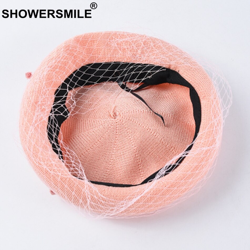 SHOWERSMILE femme béret bordeaux maille artiste chapeaux pour les femmes Style français concepteur de dames été peintre casquette