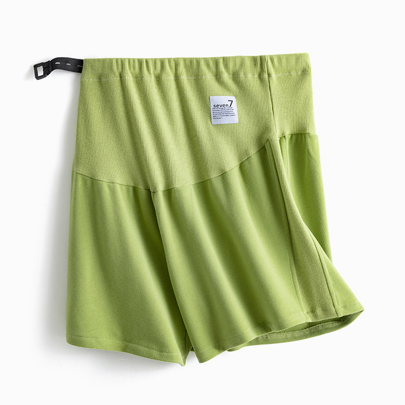 Pantalones cortos de maternidad para mujer embarazada, pantalón de chándal informal de cintura alta, con soporte para el Abdomen, de secado rápido: Verde / M