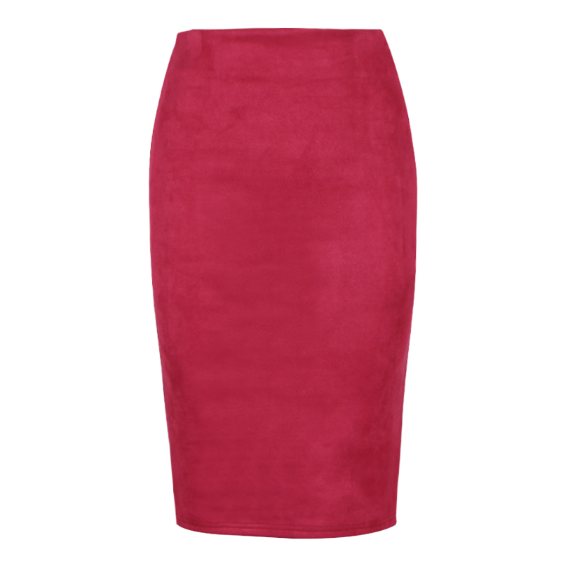 Faldas de mujer, falda de tubo de Color sólido de gamuza, faldas elásticas gruesas con abertura de gamuza Vintage ceñidas de cintura alta para Otoño e Invierno