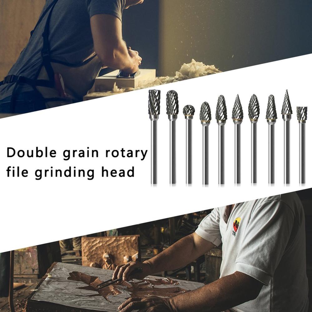 Shank Tungsten Carbide Milling Cutter Rotary Tool Burr Double Diamond Cut Rotary Dremel Tools Electric Grinding