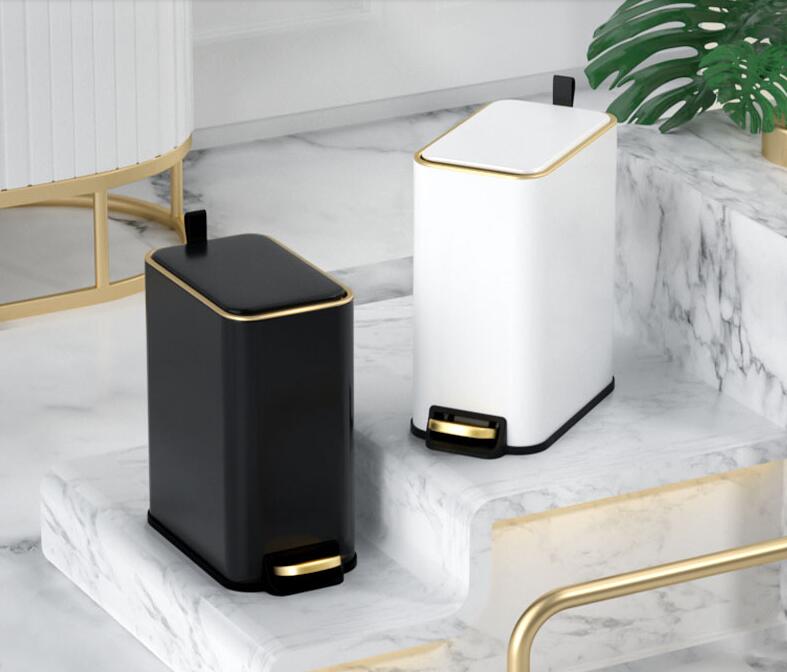 Rectangular Trash Can With Pedal Portable Household Toilet Waste Bin Kitchen Stainless Steel Garbage Bins Storage Bucket ZH195