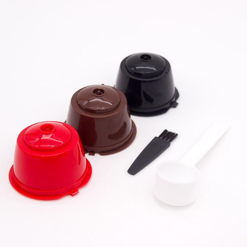 3 st återanvändbara nespresso kaffekapslar filterkopp för nescafe dolce gusto dripper påfyllningsbara kaffekapslar med skedborste: 3 blanda 4