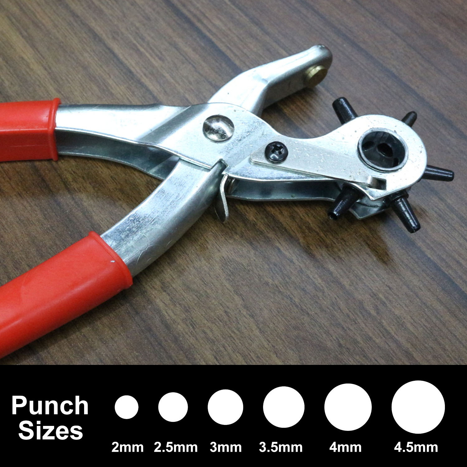 Lederen Perforator Tool Heavy Duty 6 Size Revolving Hand Tangen Belt Gaten Leer Puncher Voor Riem Aanpassing Diy Ambachten