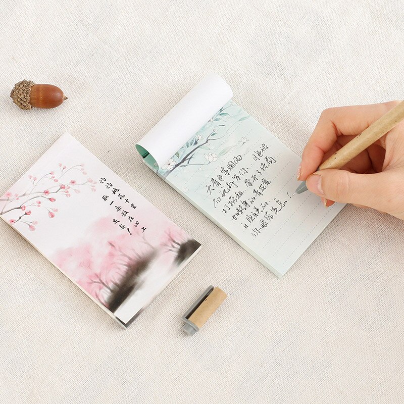 1Pcs Chinese style aesthetic portable notebook can tear beautiful color page notebook notes