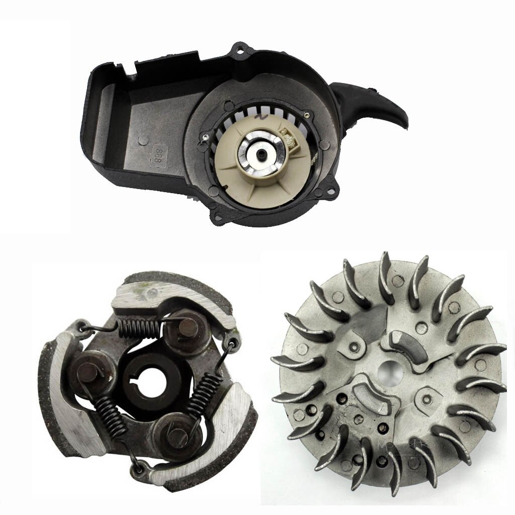 Dragstart + svänghjul + koppling 49cc smuts mini pocket atv fyrhjuling sparkcykel svart