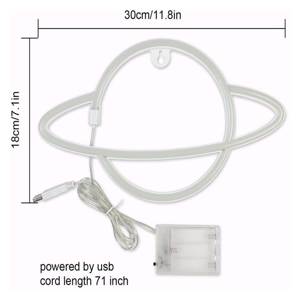 LED Neon Lamp Elliptical Planet Shaped Sign Lamp Battery Powered Party Home Decor Wall Light Party Neight Light