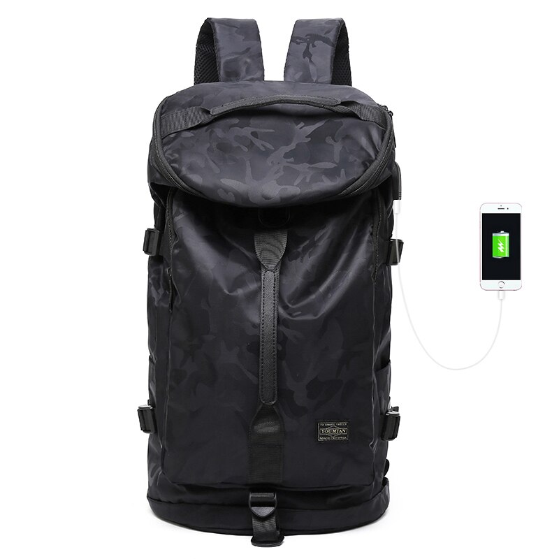 Saco de viagem masculino de grande capacidade de treinamento esportivo ginásio saco multi-purpose mochila mochila de viagem computador portátil mochila femal: Camouflage black
