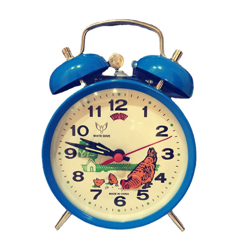 Reloj despertador mecánico de Metal ruidoso para niños, campana de reloj Vintage de pollo, reloj de escritorio, relojes de arroz, Ideas de