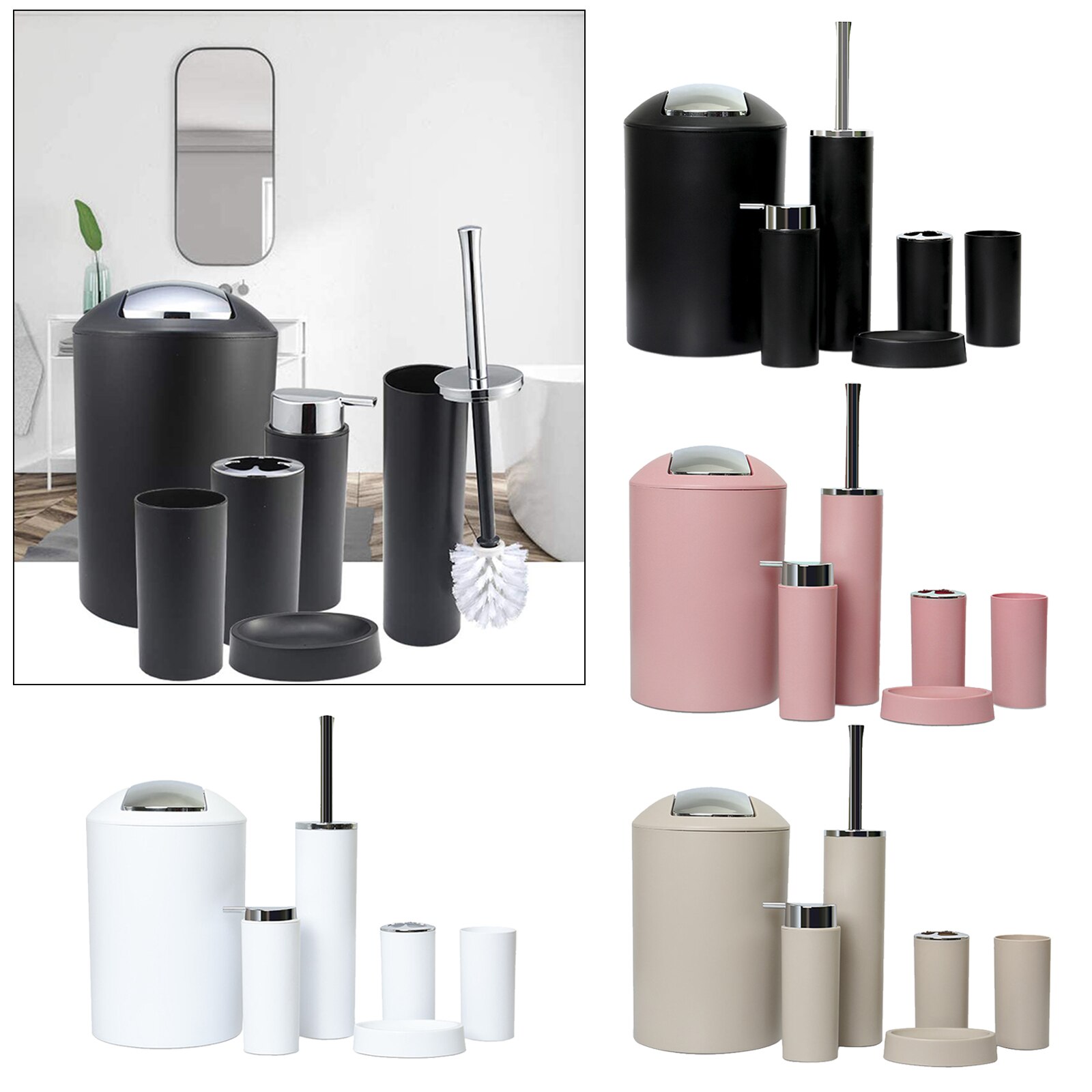 6 Stuks Badkamer Accessoires Set Bad Ensemble Tandenborstelhouder Zeepbakje