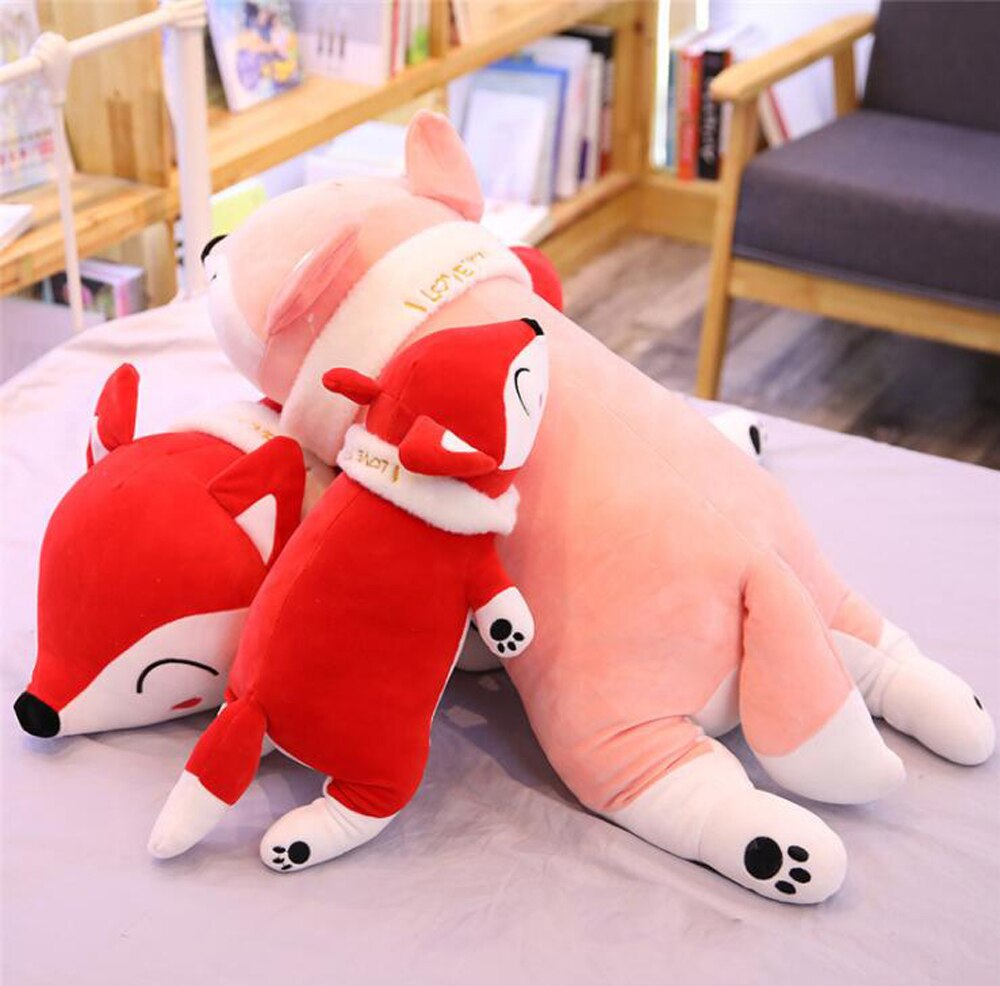Peluche renard étreindre animaux oreillers jouets en peluche décoratif oreiller canapé décorations Super doux coussin rouge