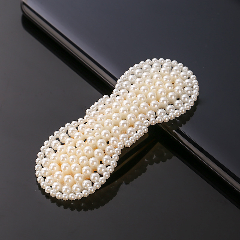 Neue Koreanische Simulierte Perle Barrettes Perlen Geometrische Frauen Haar Clip Griffe Mädchen Schmuck Haar Stifte Haar Zubehör: Silber